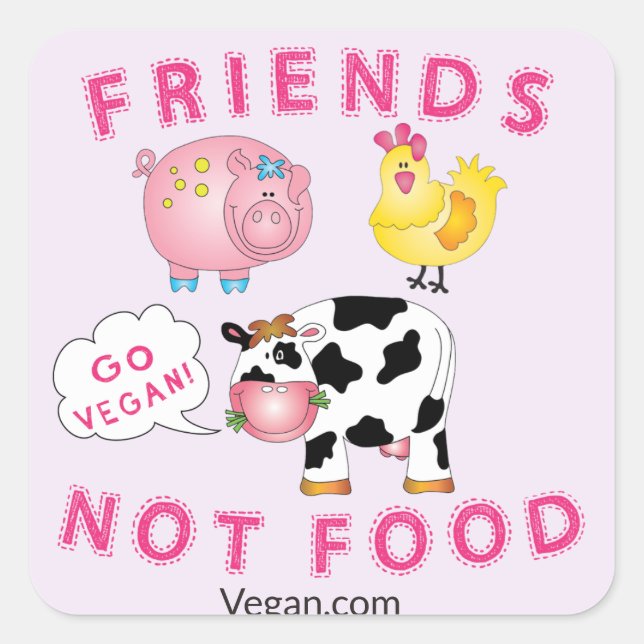 Vegan Sticker - Friends Not Food (20 Count 1.5-in) (Front)