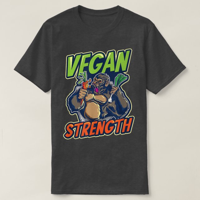 Vegan Strength Gorilla Design Vegan  T-Shirt (Design Front)