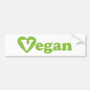 Vegan Text Green Heart Bumper Sticker