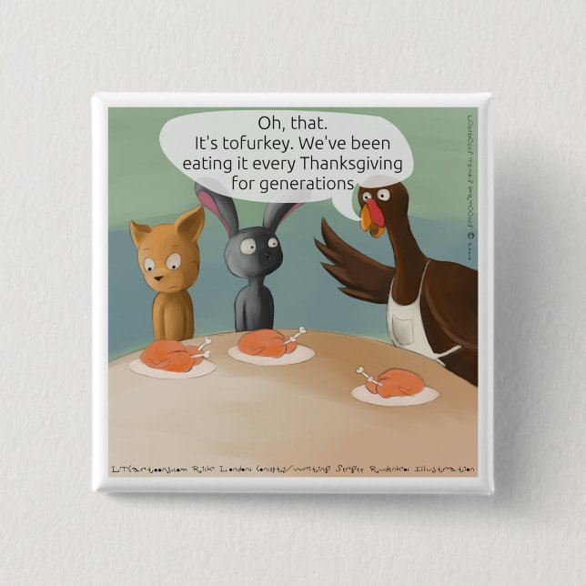 Vegan Thanksgiving Funny 15 Cm Square Badge (Front)