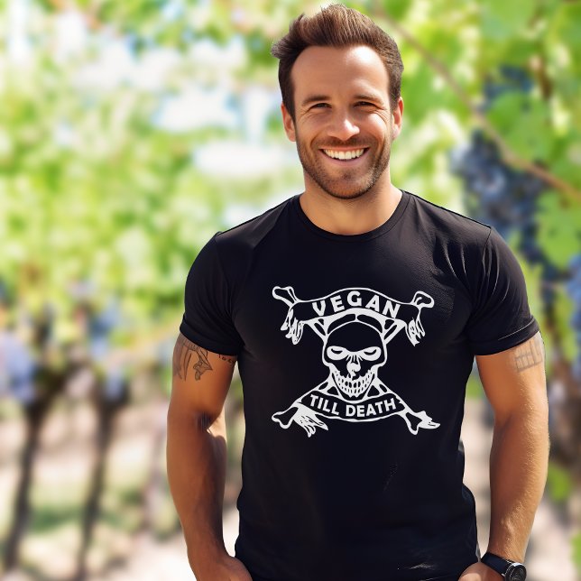Vegan Till Death White Skull T-Shirt (Creator Uploaded)