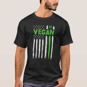 Vegan USA American Flag Vegetarian Farming Vegan 4 T-Shirt
