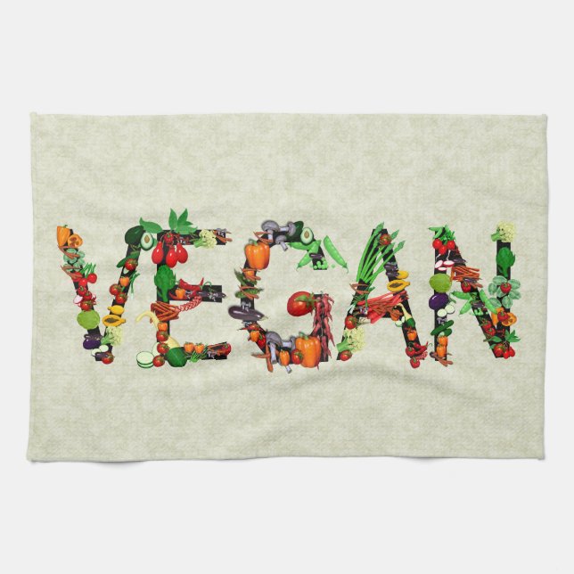 Vegan Vegetables Tea Towel (Horizontal)