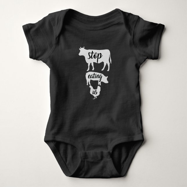 Vegan Vegetarian Baby Romper Playsuit Bodysuit (Front)