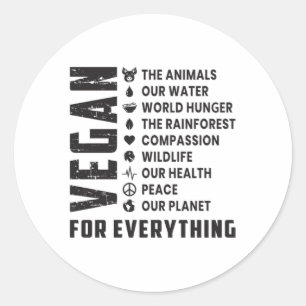 Vegan Vegetarian Vegetables Veganism Funny Gift Classic Round Sticker