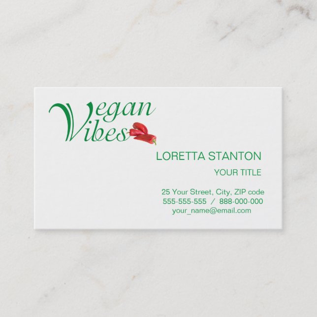 Vegan vibes business card (Front)