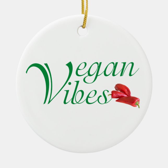 Vegan vibes ceramic tree decoration (Front)