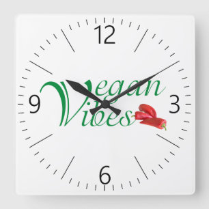 Vegan vibes square wall clock