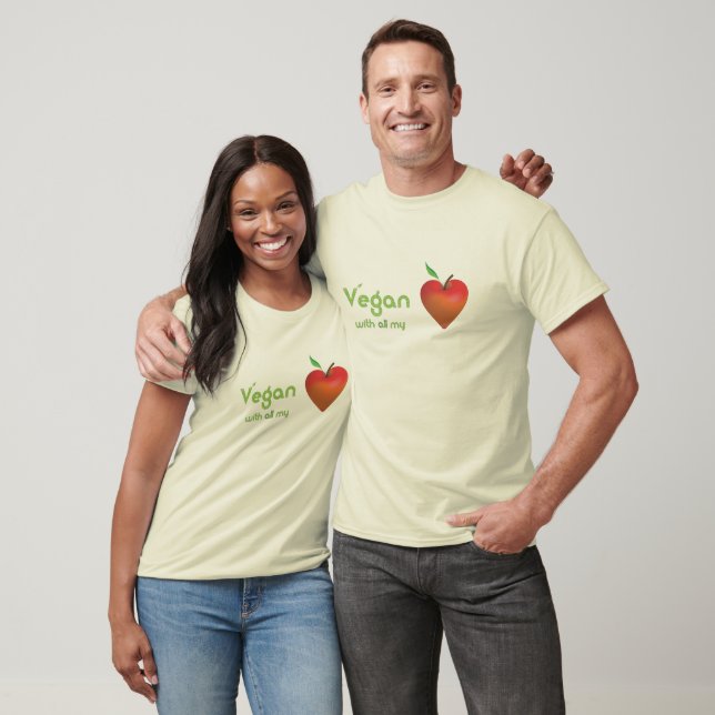 Vegan with all my heart (red apple heart) T-Shirt (Unisex)