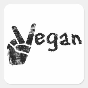 Vegan with Peace Symbol Square Sticker