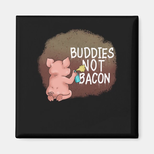 Vegan Women Vegetarian Gifts Men Animal Rights Pig Magnet (Front)