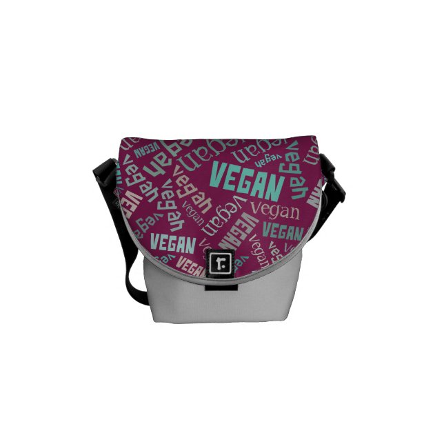 "Vegan" Word-Cloud Mosaic Courier Bag (Front)