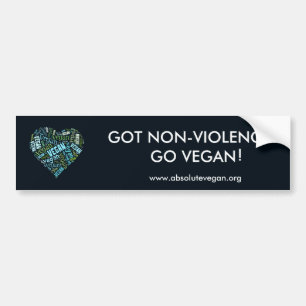 "Vegan" Word-Cloud Mosaic (Heart) & Quote Bumper Sticker