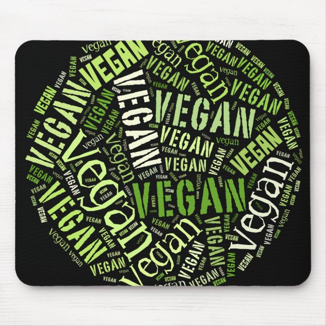 "Vegan" Word-Cloud Mosaic Mouse Pad (Front)