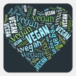 "Vegan" Word-Cloud Mosaic Square Sticker