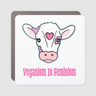 Veganism Is Feminism Pink Cow Cute Car Magnet