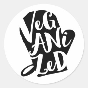 Veganized Vegan Custom Background Colour Classic Round Sticker