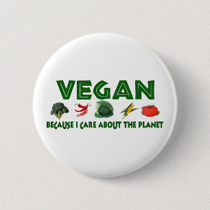 Vegans For The Planet 6 Cm Round Badge
