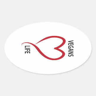Vegans love life oval sticker