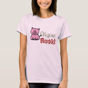 Vegans Rock! (cute pink piggy) T-Shirt