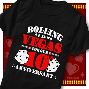 Vegas 10th Anniversary Couple Casino Rolling Dice T-Shirt