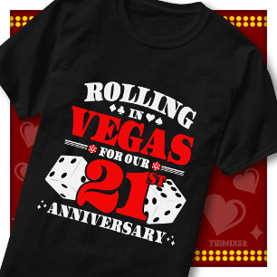Vegas 21st Anniversary Couple Casino Rolling Dice T-Shirt