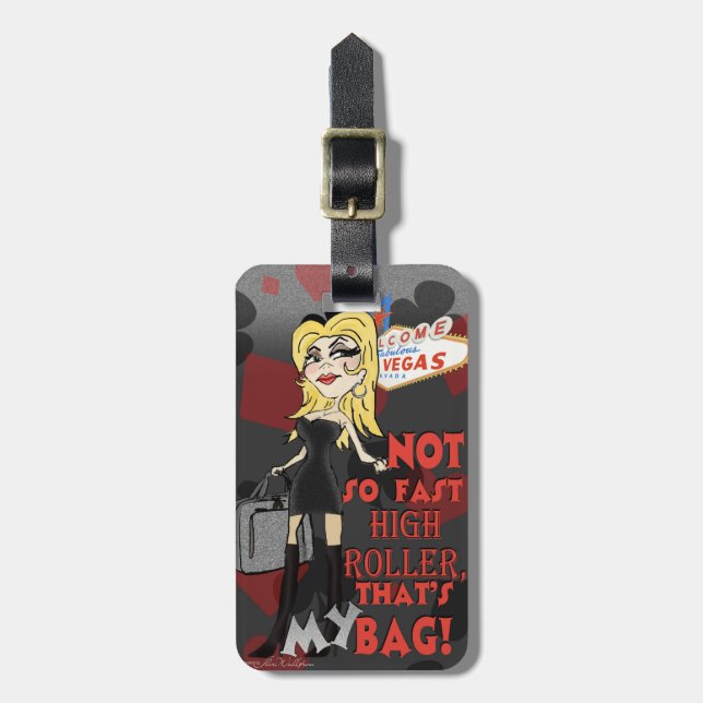 Vegas Baby Luggage Tag - Blonde version (Front Vertical)