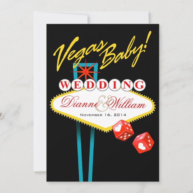 Vegas Baby! Wedding Save the Date black (Front)