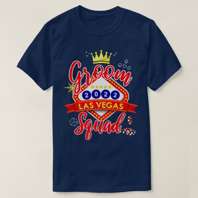 Vegas Bachelor Party Group Married in Vegas Groom  T-Shirt (Design Front)