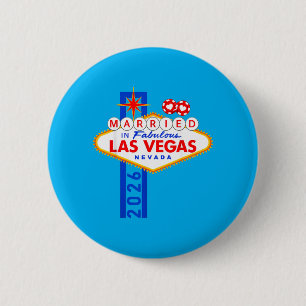 Vegas Bachelor Party Married In Vegas Groom Bride 6 Cm Round Badge