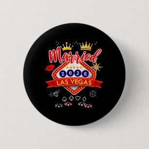 Vegas Bachelor Party Married In Vegas Groom Bride 6 Cm Round Badge