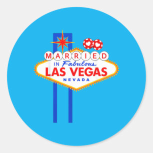 Vegas Bachelor Party Married In Vegas Groom Bride Classic Round Sticker