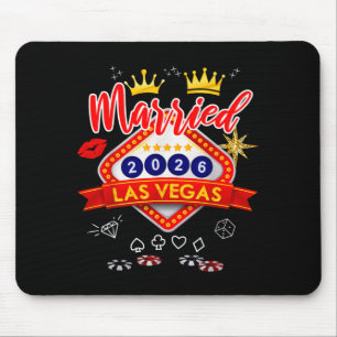 Vegas Bachelor Party Married In Vegas Groom Bride Mouse Pad