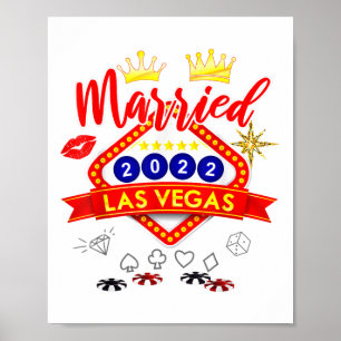 Vegas Bachelor Party Married In Vegas Groom Bride Poster