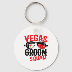Vegas Bachelor Party - Married In Vegas - Groom Sq Key Ring