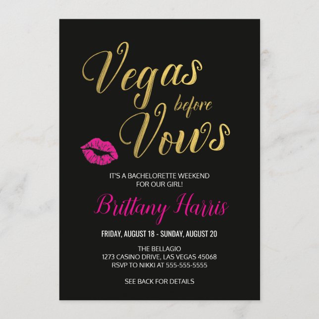 Vegas before Vows Bachelorette Itinerary Invite (Front)