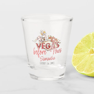 Vegas Before Vows Casino Lucky Modern Bachelorette Shot Glass