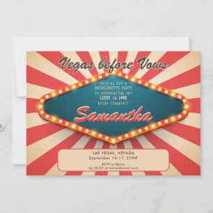 Vegas Before Vows Modern Lucky Casino Bachelorette Invitation