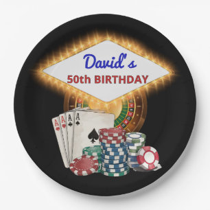 Vegas Casino Night Black Birthday Party  Paper Plate