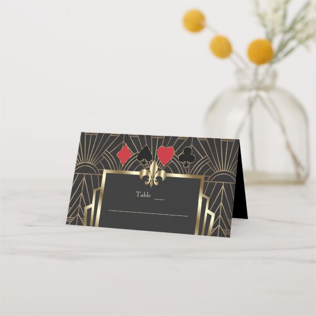 Vegas Casino Royale Art Deco 50th Birthday  Place Card (Front)