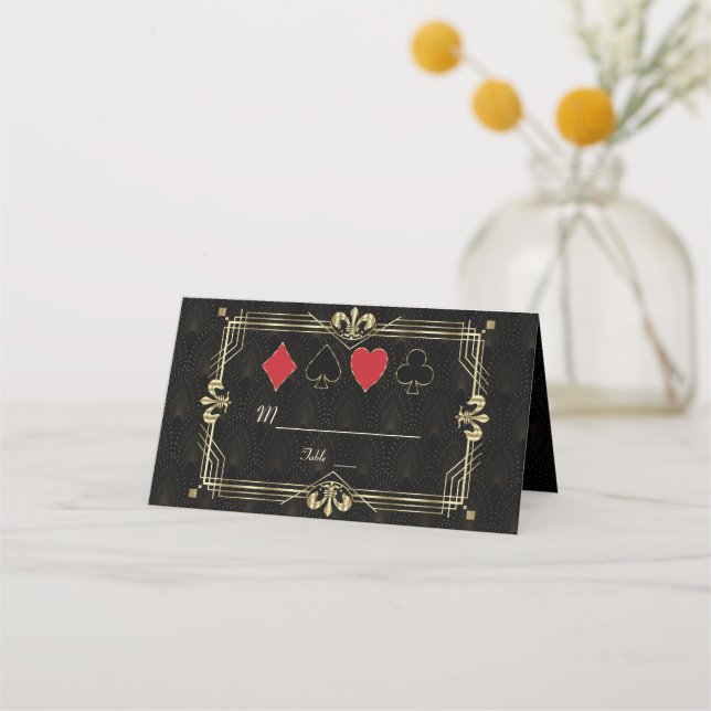 Vegas Casino Royale Art Deco Bachelor Party Place Card (Back)