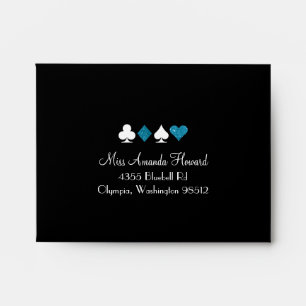 Vegas Destiny Blue Glitter Wedding Reply Envelope