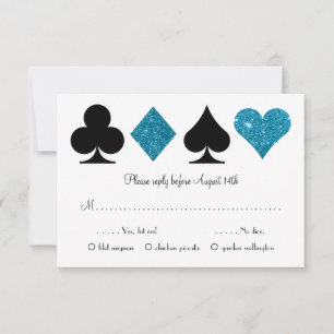 Vegas Destiny Wedding RSVP with Meal Choices Blue Card