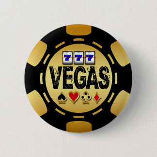 VEGAS GOLD AND BLACK POKER CHIP 6 CM ROUND BADGE