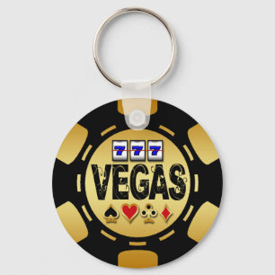 VEGAS GOLD AND BLACK POKER CHIP KEY RING