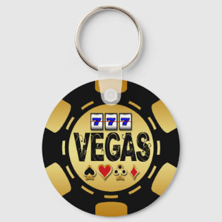 VEGAS GOLD AND BLACK POKER CHIP KEY RING