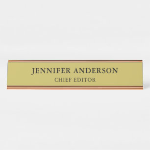 Vegas Gold Colour Professional Classical Plain Desk Name Plate