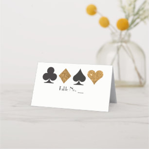 Vegas Gold Faux Glitter Place Card with Table Name