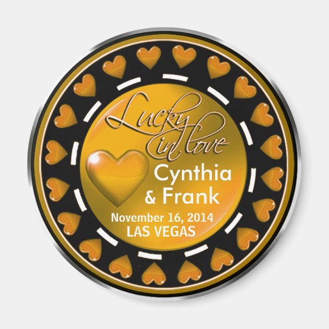 Vegas Lucky in Love Hearts Casino Chip pumpkin Magnet (Front)
