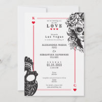 Vegas Playing Cards Sugar Skull Wedding Invitation